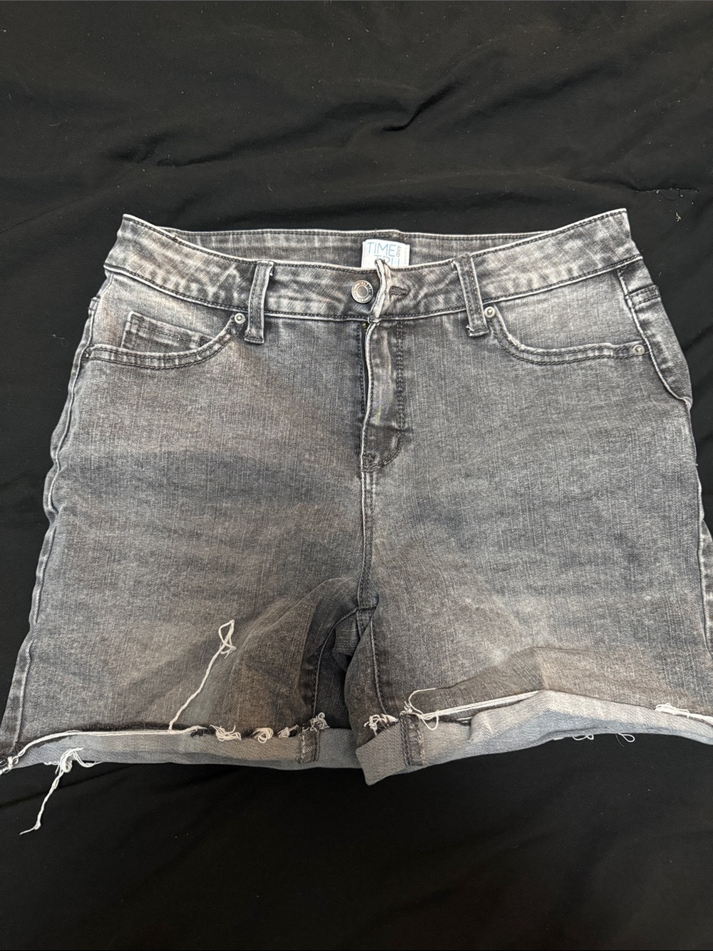 Time and Tru Washed Black High-Rise Denim Shorts